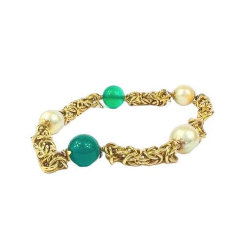 Bracelet Bracelet Or Jaune, Perles de Culture et Perles Vertes 58 Facettes 20400000535
