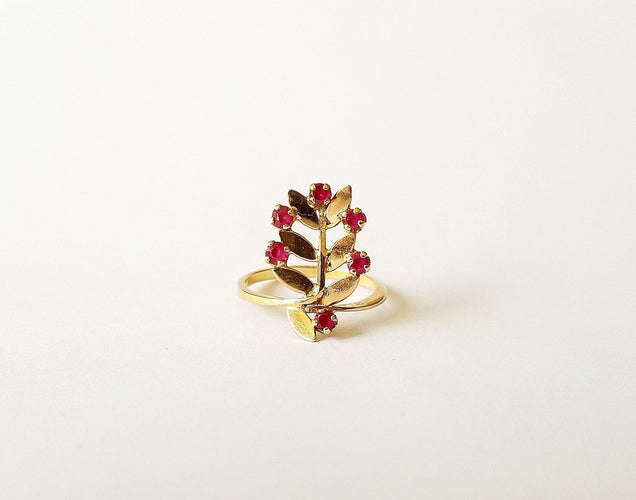 Bague 53 Bague Palme Or Jaune et Rubis 58 Facettes