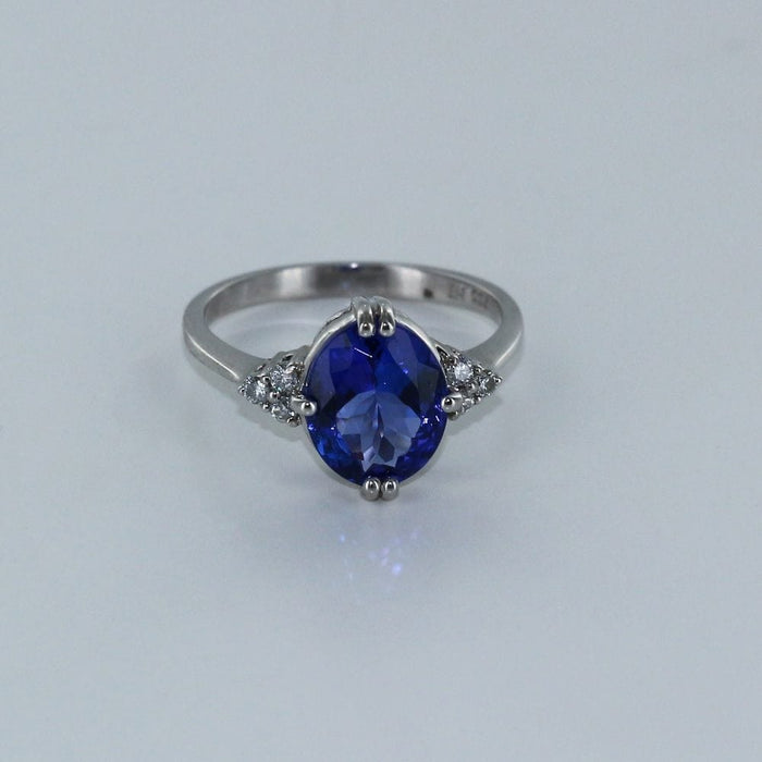 Bague 56 Bague fine Or blanc Tanzanite Diamants 58 Facettes