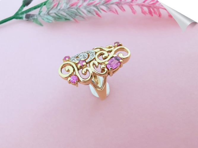 Bague Bague Tourmalines roses Diamants 58 Facettes AA 1573