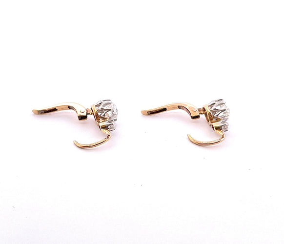 Boucles d'oreilles Dormeuses ancienne diamants 58 Facettes