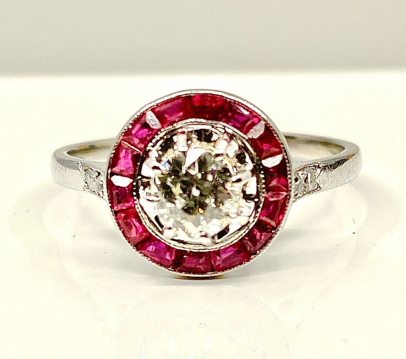 Bague 53 Bague Or blanc Diamants Rubis 58 Facettes AB242