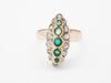 Ring 53 Antique marquise ring, emeralds and diamonds 58 Facettes