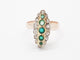 Bague 53 Bague marquise ancienne, émeraudes et diamants 58 Facettes