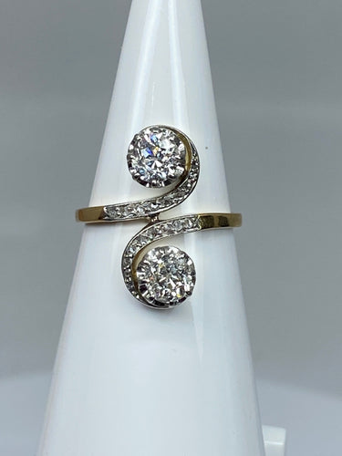 Bague 53 Bague en or blanc et or jaune 18 carats en diamants. Epoque 1900 58 Facettes AB267