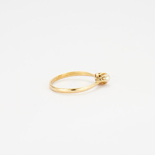 Bague 49.5 Bague en Or jaune, perle blanche 58 Facettes