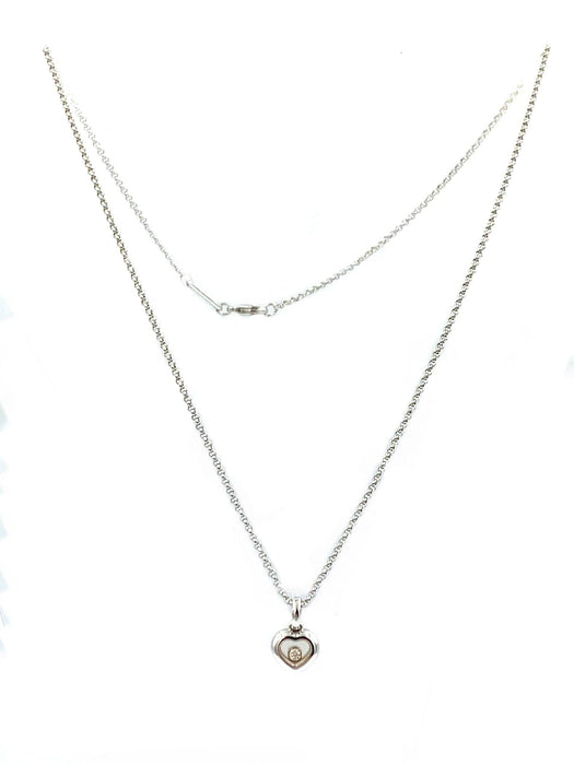 Collier CHOPARD. Collection Happy Diamonds, collier or blanc et diamant 58 Facettes