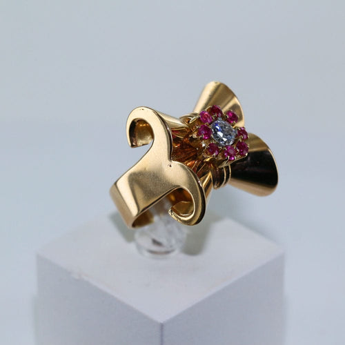 Bague 56 Bague ruban Or jaune et Diamant 58 Facettes