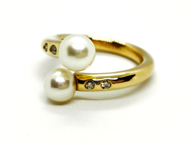 Bague 58 Bague Toi et Moi Or jaune Perle 58 Facettes 1161957CD