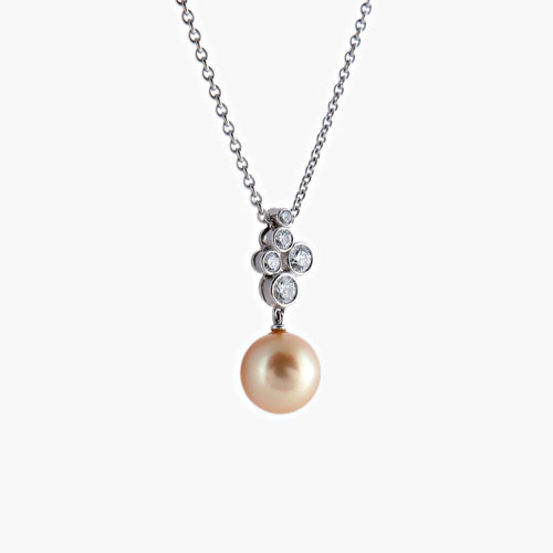 Collier Or Blanc / Diamants COLLIER PENDENTIF PERLE & DIAMANTS 58 Facettes BO/220011-STA