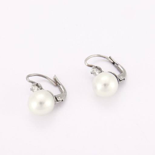 Boucles d'oreilles Dormeuses Perles, Diamants 58 Facettes