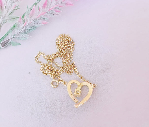 Collier Collier Coeur Diamant central 0,20 ct Or Jaune 58 Facettes AA 1498