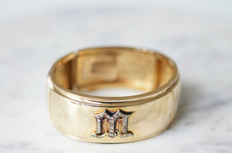 Bracelet Bracelet jonc manchette, lettre M diamants 58 Facettes