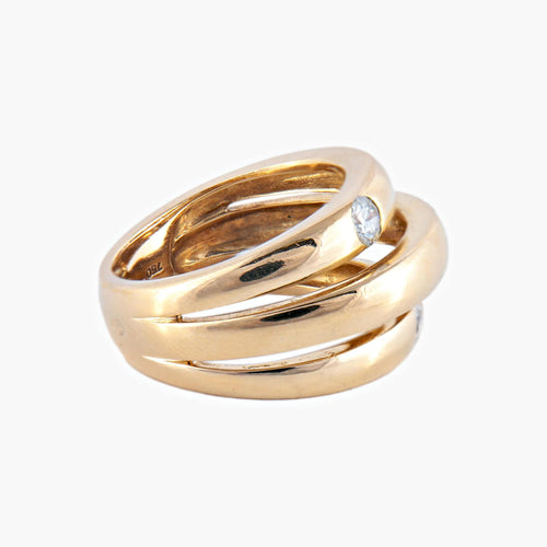 Bague 52 / Or Jaune / Diamants BAGUE "TROIS ANNEAUX" OR & DIAMANTS 58 Facettes BO/220022 RIV