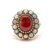 Ring Vintage ring garnet entourage opals yellow gold 58 Facettes