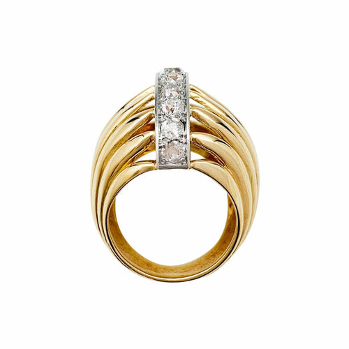 Bague 52 Bague dôme deux ors et diamants. 58 Facettes 30710