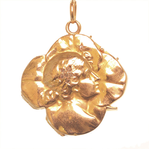 Pendentif Médaillon porte-bonheur Art Nouveau Diamants 58 Facettes 23128-0247
