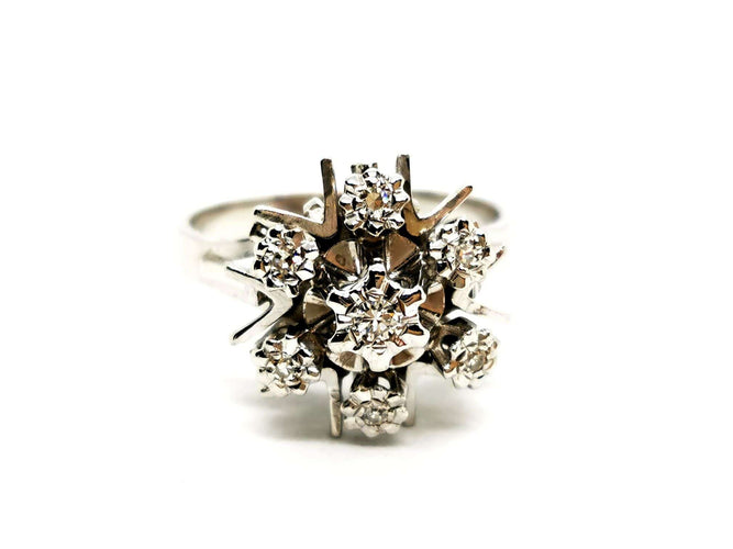 Bague 49 Bague Fleur Or blanc Diamant 58 Facettes 1291807CN