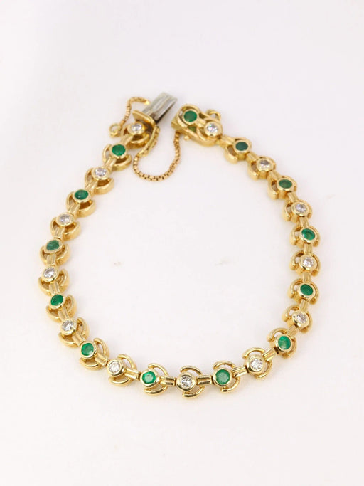 Bracelet Bracelet vintage, diamants et émeraudes 58 Facettes J93