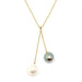 Necklace Yellow gold asymmetrical pearl necklace 58 Facettes