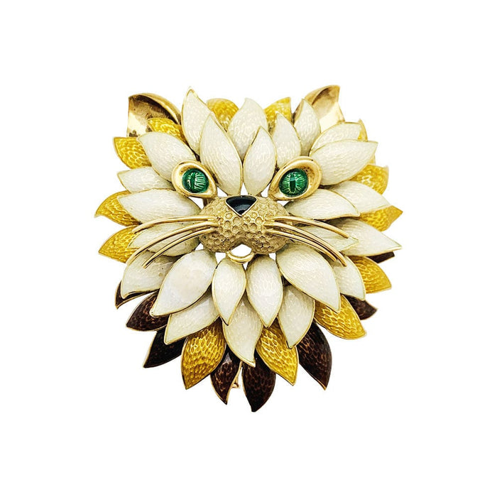 Broche Broche Fred "Chat" en or jaune et émaux. 58 Facettes 30759