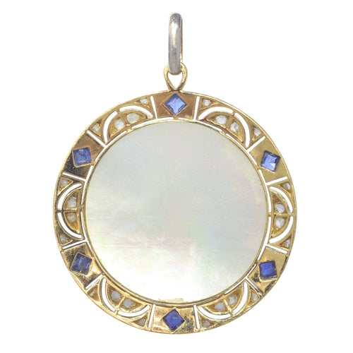Pendentif Médaille Marie Art déco diamants et saphirs 58 Facettes 23191-0422