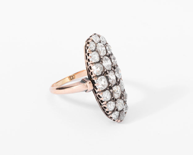 Bague Bague marquise Napoléon III diamant taille ancienne 58 Facettes