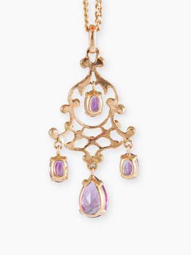 Collier Collier Or Jaune, Pendentif Girandole Améthystes 58 Facettes