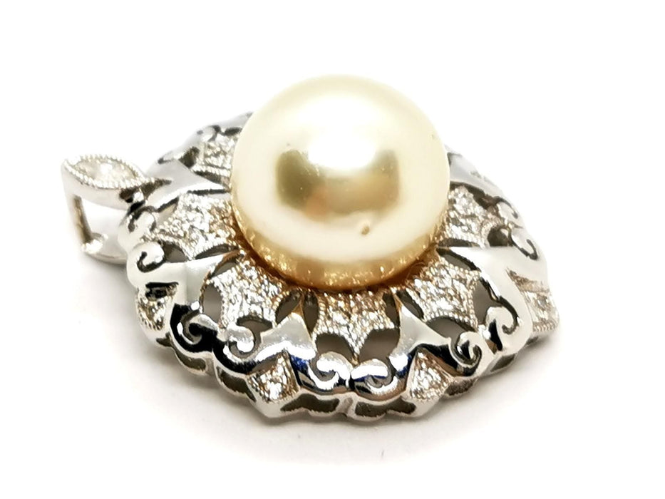 Collier Pendentif Vintage Or blanc Perle 58 Facettes 1931141CN