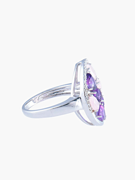 Bague 52 Bague quartz rose Améthystes 58 Facettes