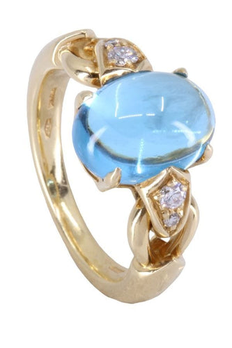 Bague BVLGARI - BAGUE TOPAZE CABOCHON ET DIAMANTS 58 Facettes 075191