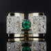 Ring 56 Emerald and diamond tank ring 58 Facettes 22-221