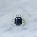 Ring Art Deco hexagonal sapphire diamond ring 58 Facettes