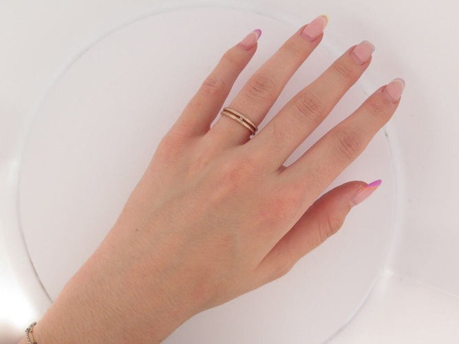 Bague 54 HERMES - Bague Ariane Or Rose Diamants 58 Facettes 252134