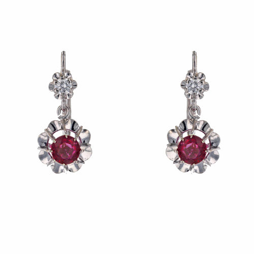 Boucles d'oreilles Boucles d'oreilles rubis diamants dormeuses 58 Facettes 23-285