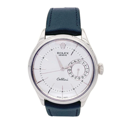 Montre Montre Rolex, "Cellini Date", or blanc, cuir. 58 Facettes 33156