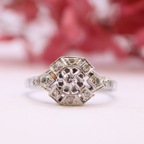 Bague Bague Art-déco Diamants et or blanc 58 Facettes