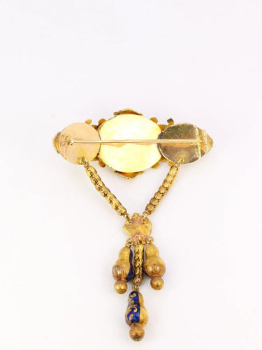 Broche Broche ancienne Napoléon III or perles et émail bleu 58 Facettes 862