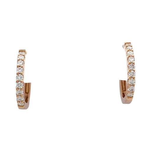 Boucles d'oreilles Paire de petites créoles en or rose, diamants. 58 Facettes 33201