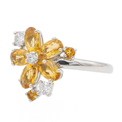 Bague 53 Bague fleur or blanc citrine 58 Facettes 2700726CD