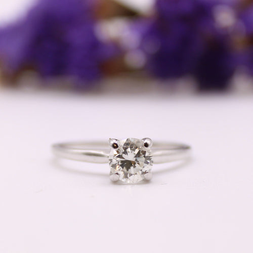 Bague Solitaire 4 griffes or blanc, diamant 58 Facettes