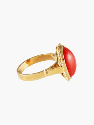 Bague Bague Ancienne Or Jaune et Corail 58 Facettes
