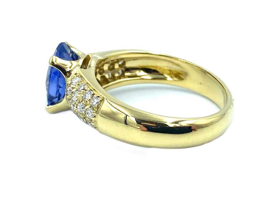 Bague Bague or jaune saphir et diamants 58 Facettes