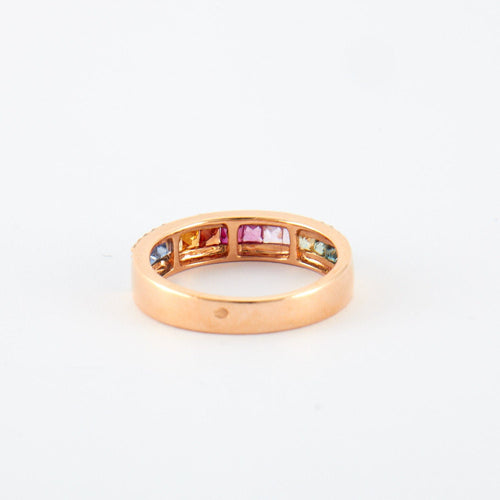 Bague Bague en or rose, diamants & saphirs 58 Facettes