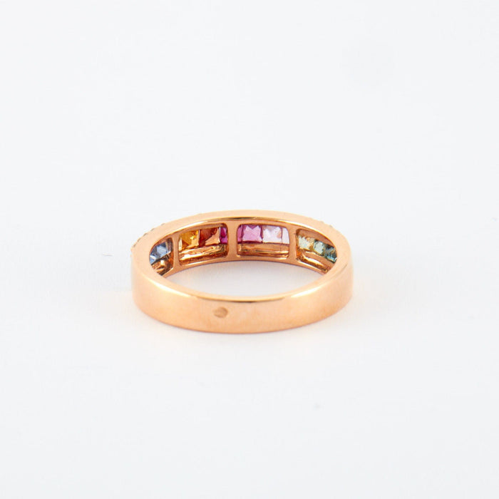 Bague Bague en or rose, diamants & saphirs 58 Facettes