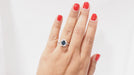 Ring 53.5 Daisy ring in white gold, sapphire and diamonds 58 Facettes F4949