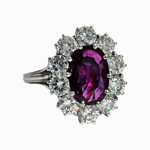 Bague 52.5 Bague marguerite Or blanc Rubis Diamants 58 Facettes 1-1550/1