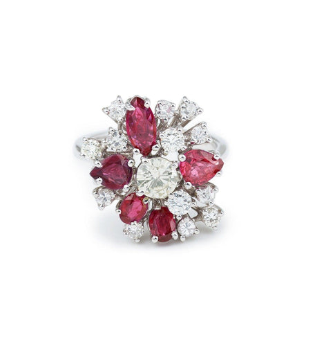 Bague Bague Diamants 1.10ct Rubis 1.30ct 58 Facettes B318