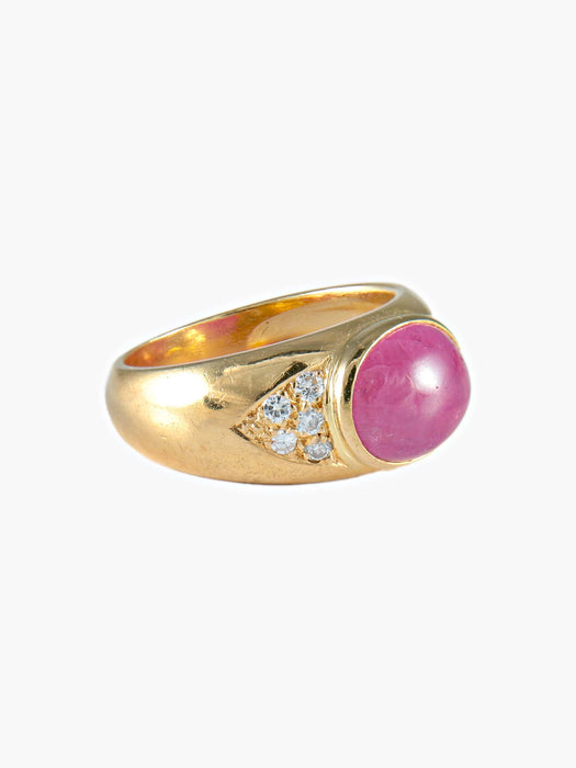 Bague 52 Bague rubis ovale cabochon suiffé or jaune 58 Facettes LP12-4