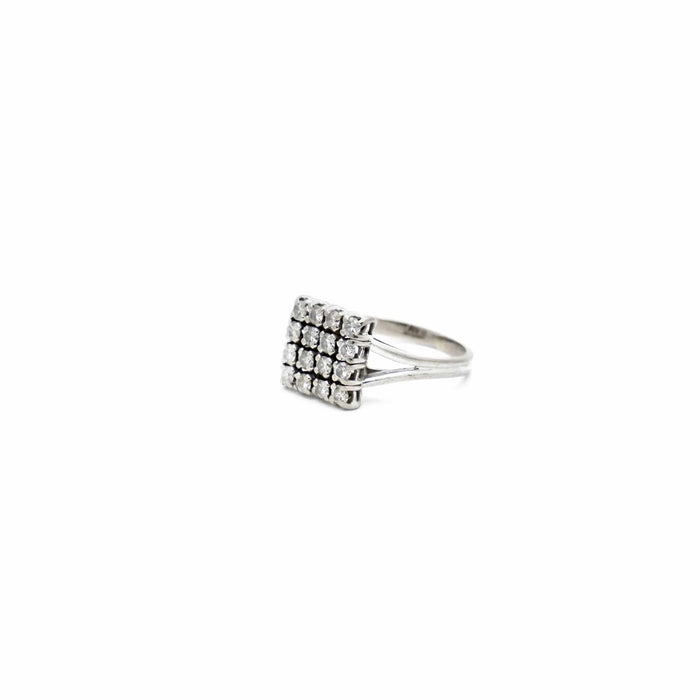 Bague 51 Bague Or gris pavage Diamants 58 Facettes REF2398-120